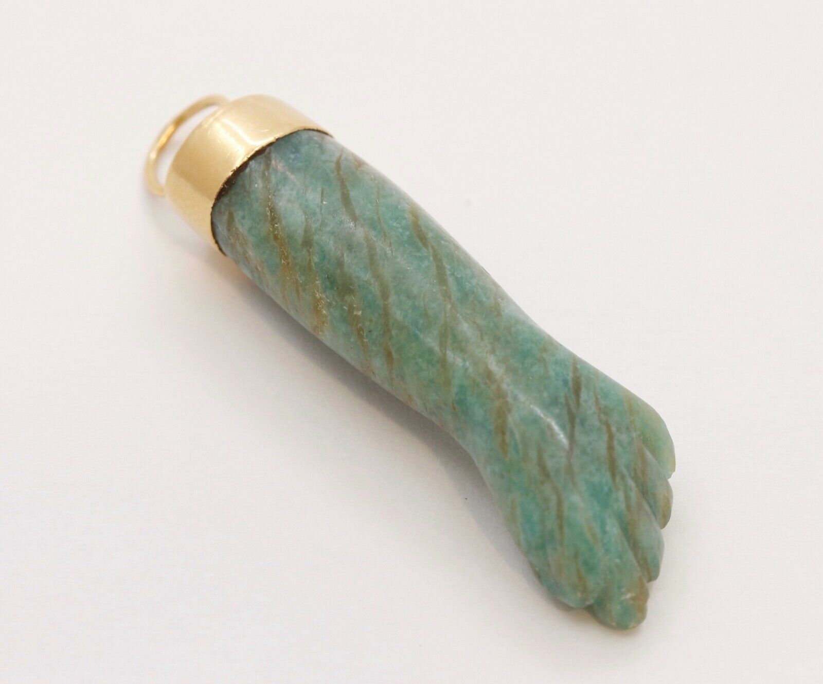 Vintage Jade 18K Yellow Gold Figa Pendant Charm