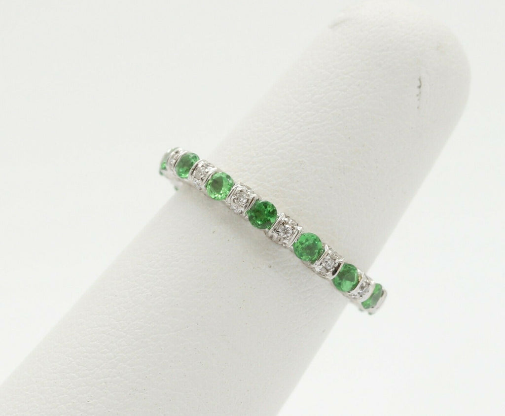 Green Garnet Diamond Eternity Stackable Band
