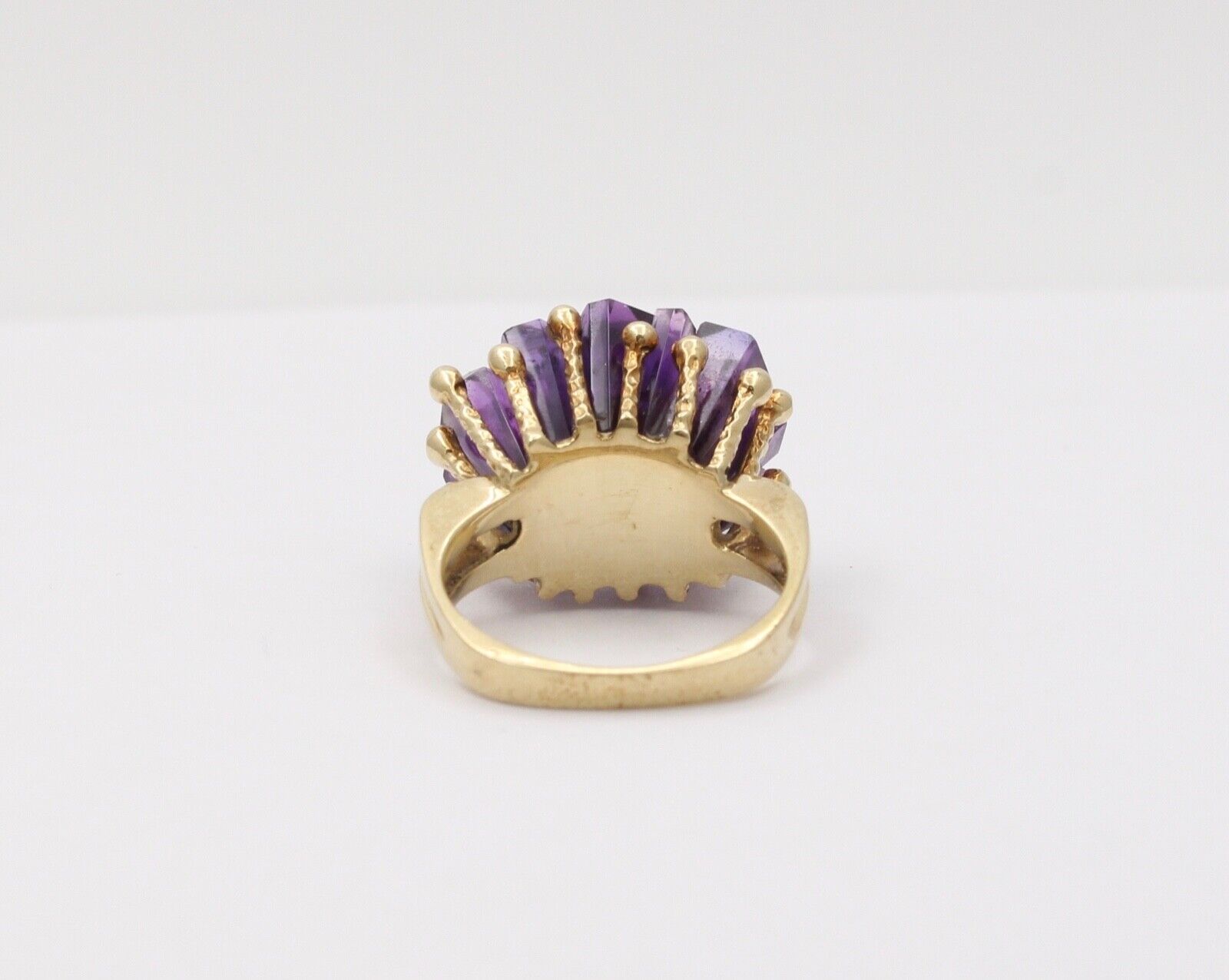 Vintage Geometric Amethyst Cluster 14K Yellow Gold Ring