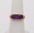 Vintage Amethyst Diamonds 14K Yellow White Gold Ring