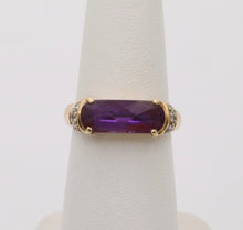 Load image into Gallery viewer, Vintage Amethyst Diamonds 14K Yellow White Gold Ring
