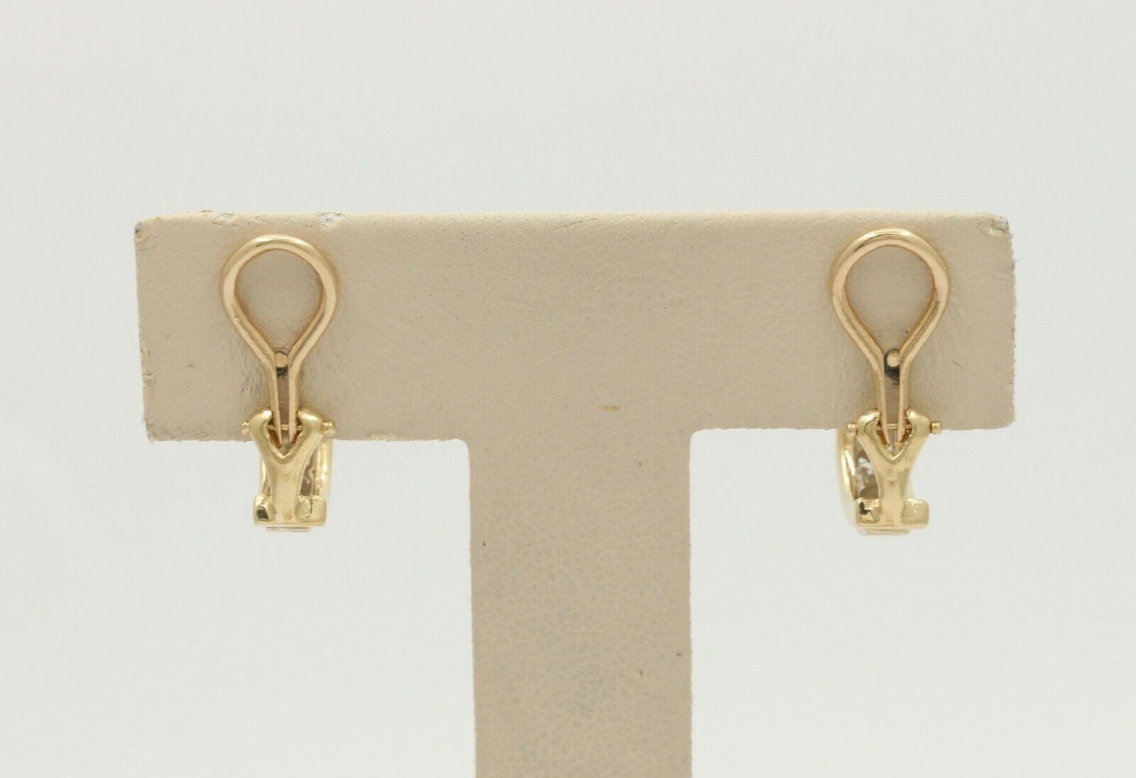 Vintage 14K Yellow Gold Diamond Omega Clip Earrings