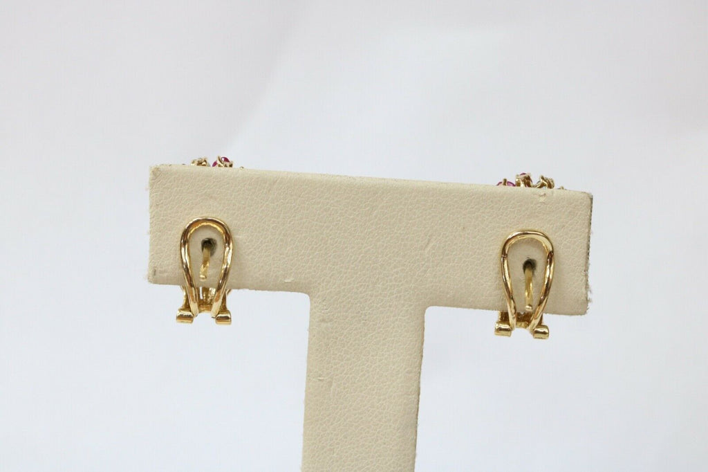 Vintage Sparkling Multi Stone 18K Yellow Gold French Clip Earrings