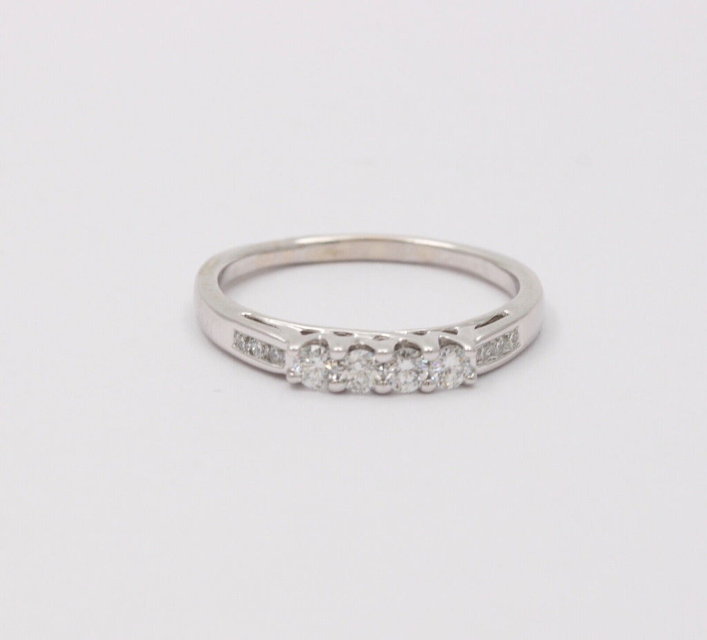 Classic Tolkowsky Diamond 14K White Gold Ring Band, Wedding Band.