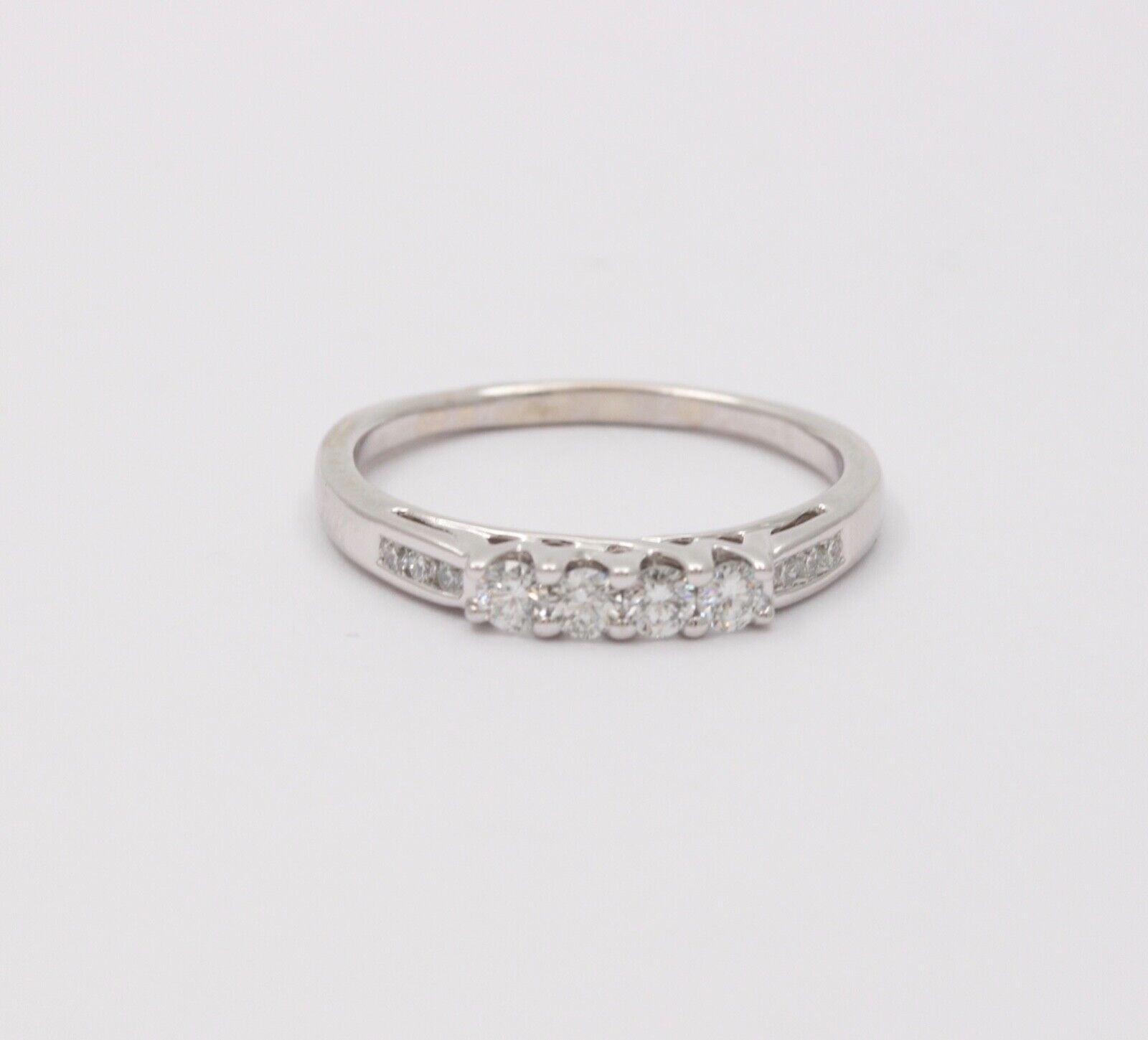 Classic Tolkowsky Diamond 14K White Gold Ring Band, Wedding Band.