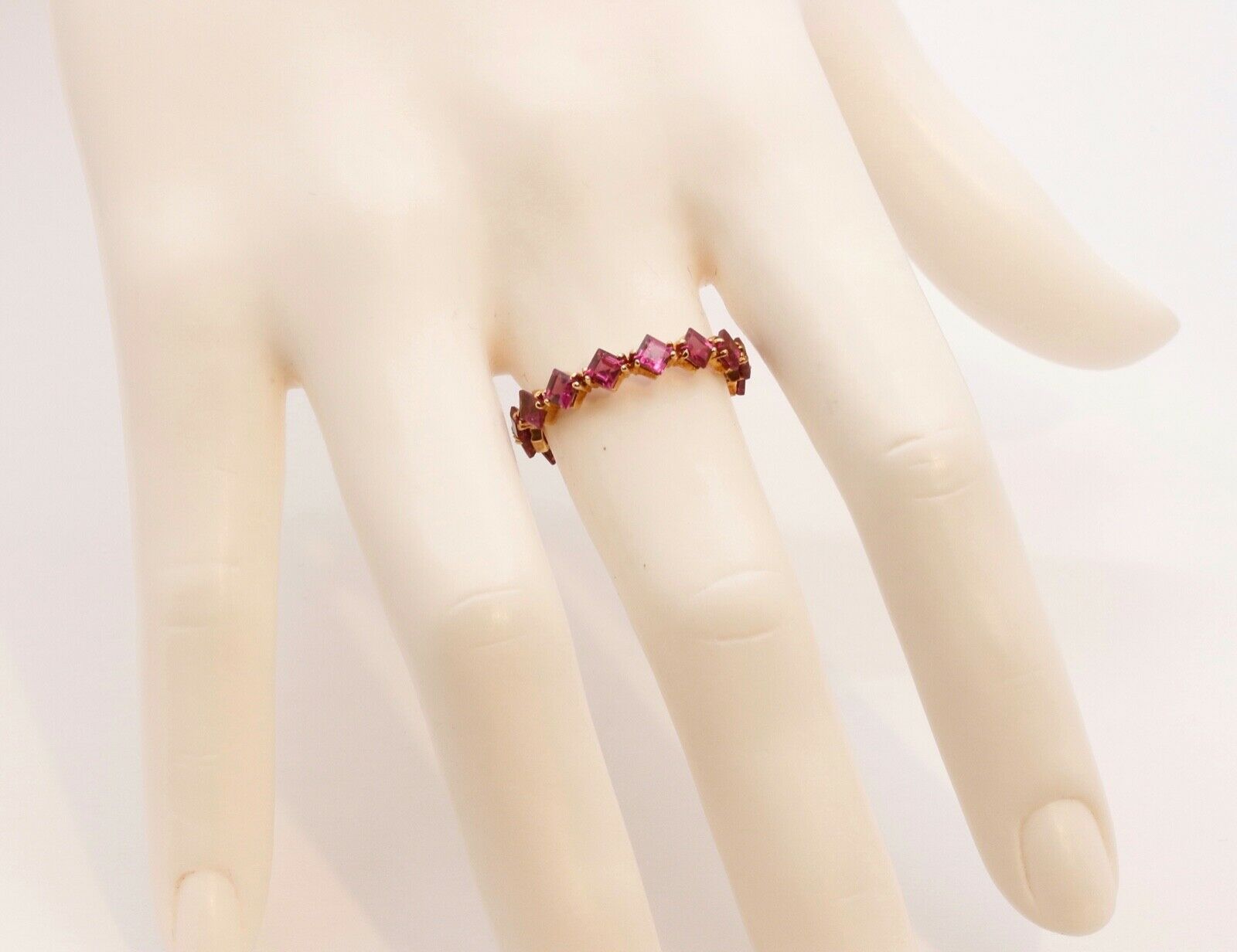 Vintage Ladies Tourmaline 14K Rose Gold Eternity Band