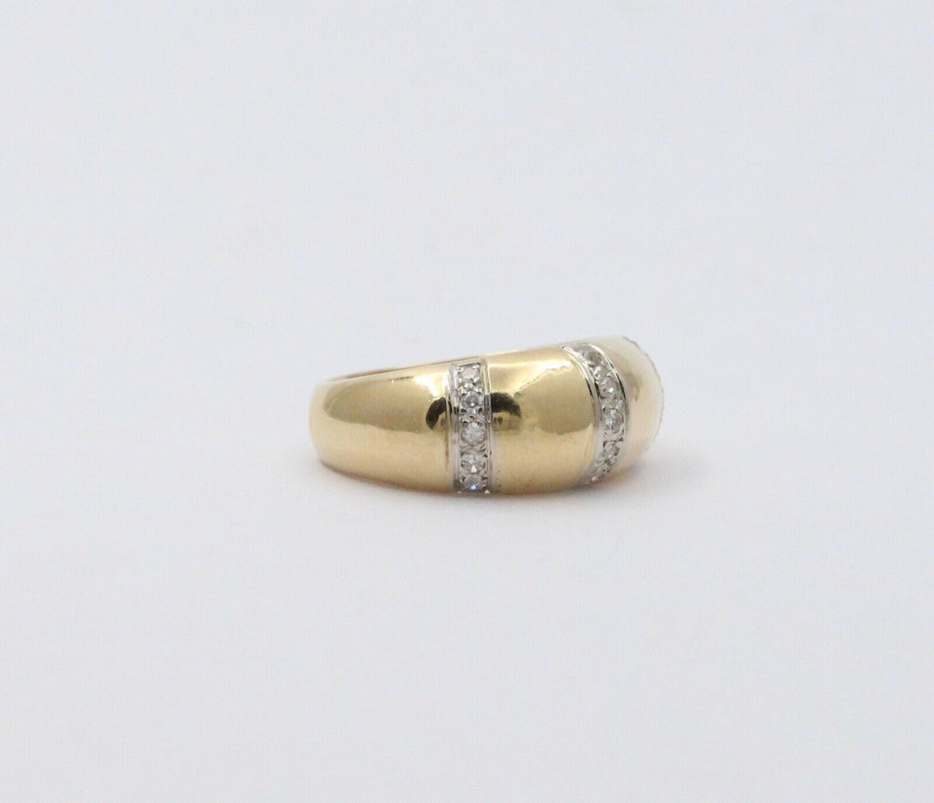 Vintage Diamond Yellow White Gold Dome Ring