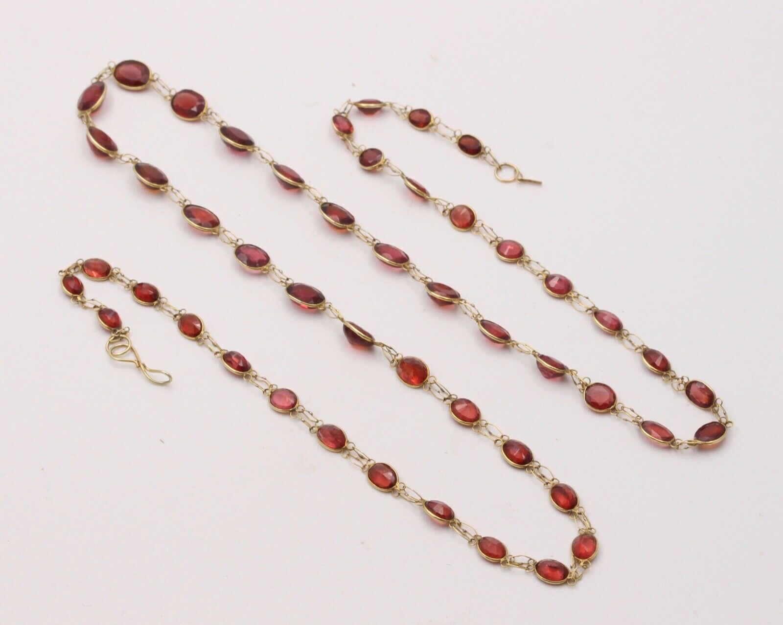 Victorian Handmade Garnet 14K Yellow Gold Necklace