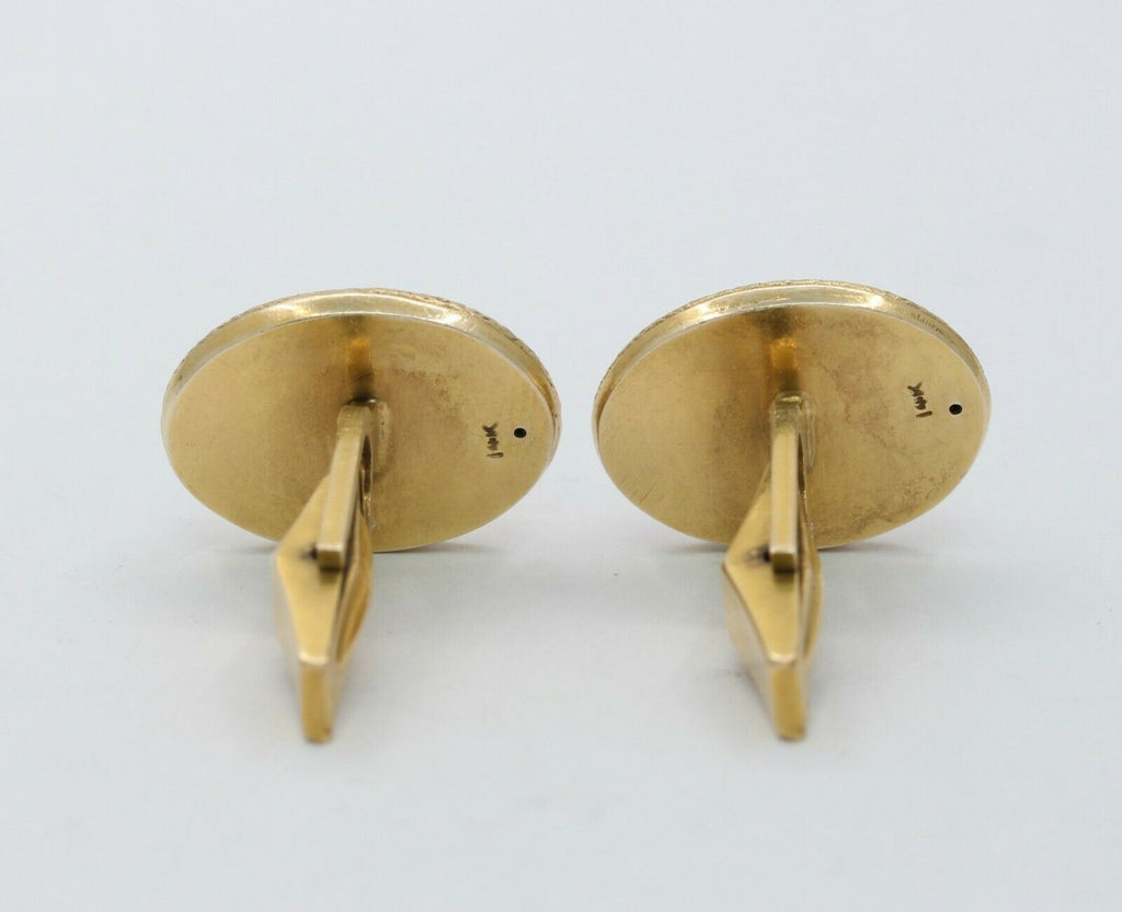 Vintage 14K Yellow Gold Black Enamel Log Cufflinks