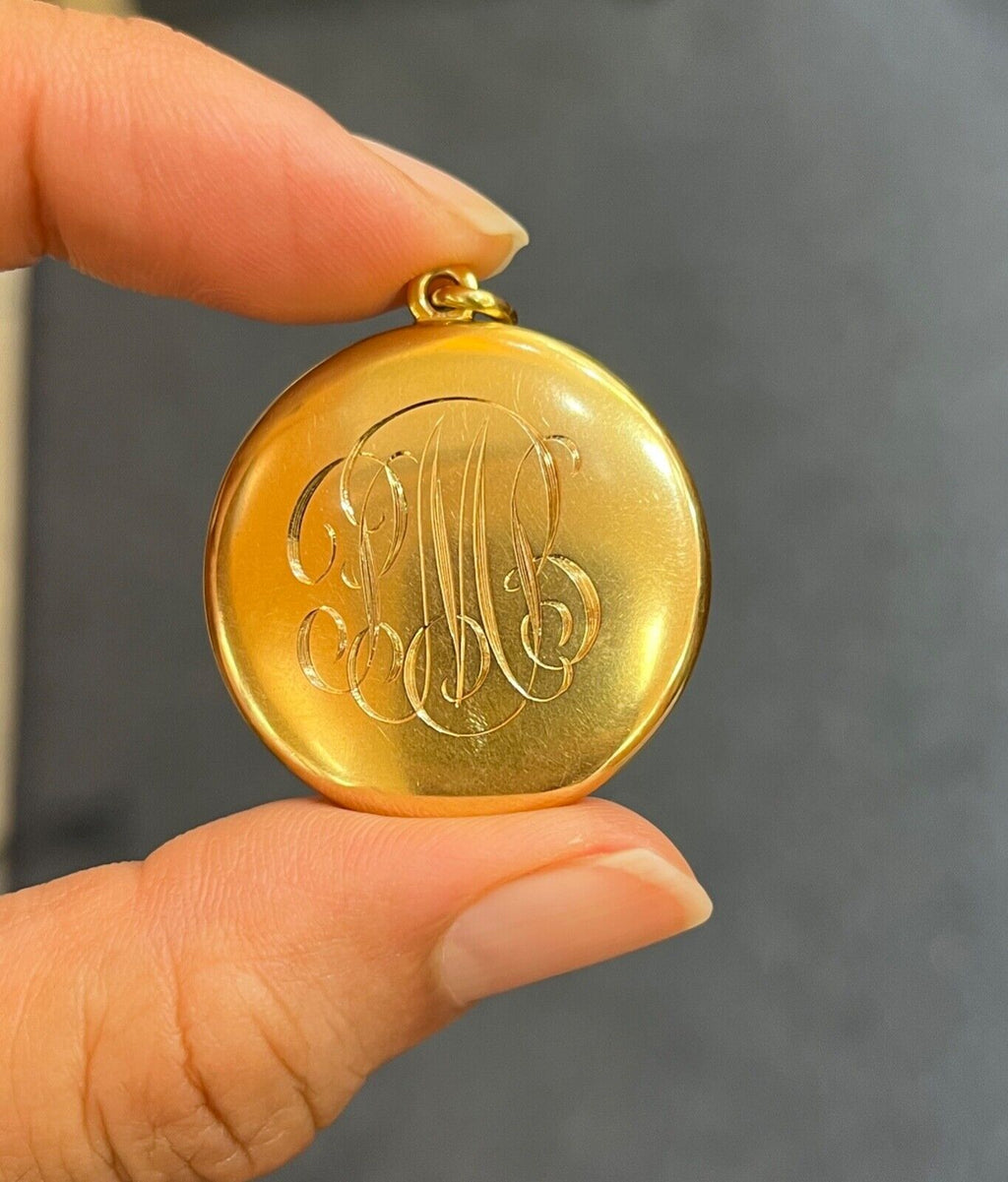 Antique Victorian 14K Yellow Gold DIamond Star Locket Pendant