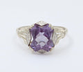 Art Deco Amethyst 14K White Gold Ring
