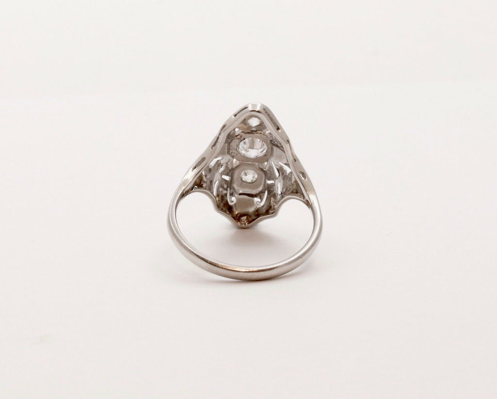 Art Deco Three Diamond 18K White Gold Ring