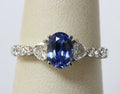 Elegant Ceylon Sapphire Diamonds 18K White Gold Ring