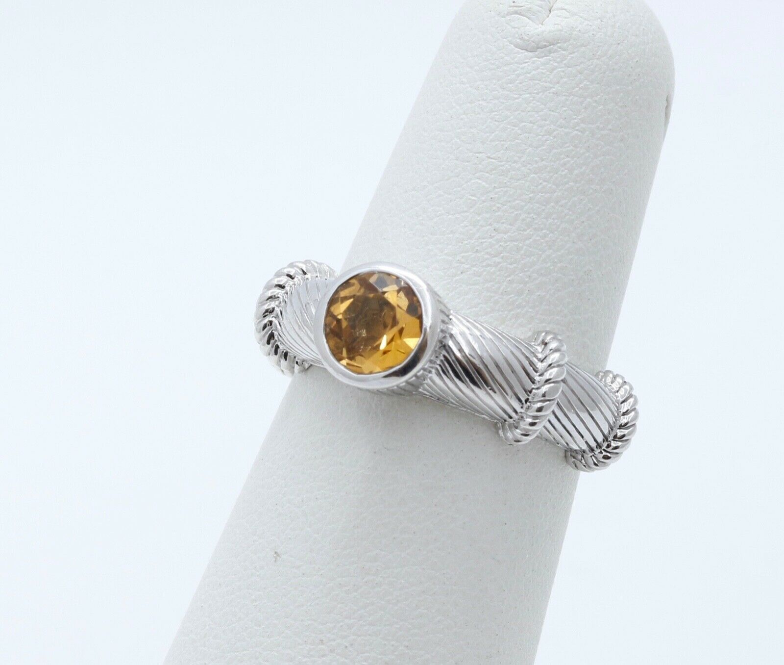 Vintage Judith Ripka Citrine 925 Sterling Silver Ring