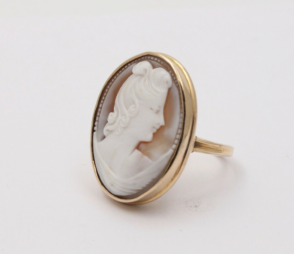Antique 14K Yellow God Cameo Ring, Antique Ring.