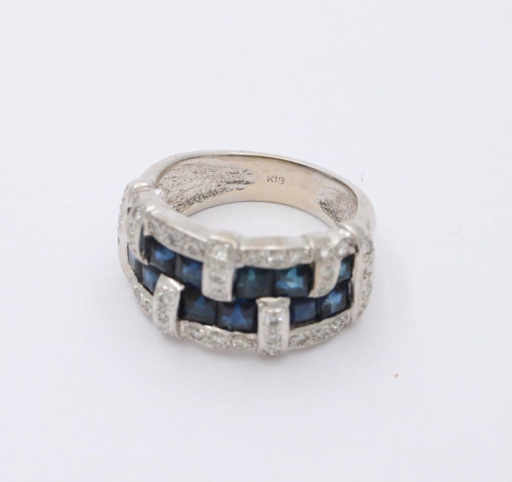Vintage 18K White Gold Sapphire & Diamond Ring