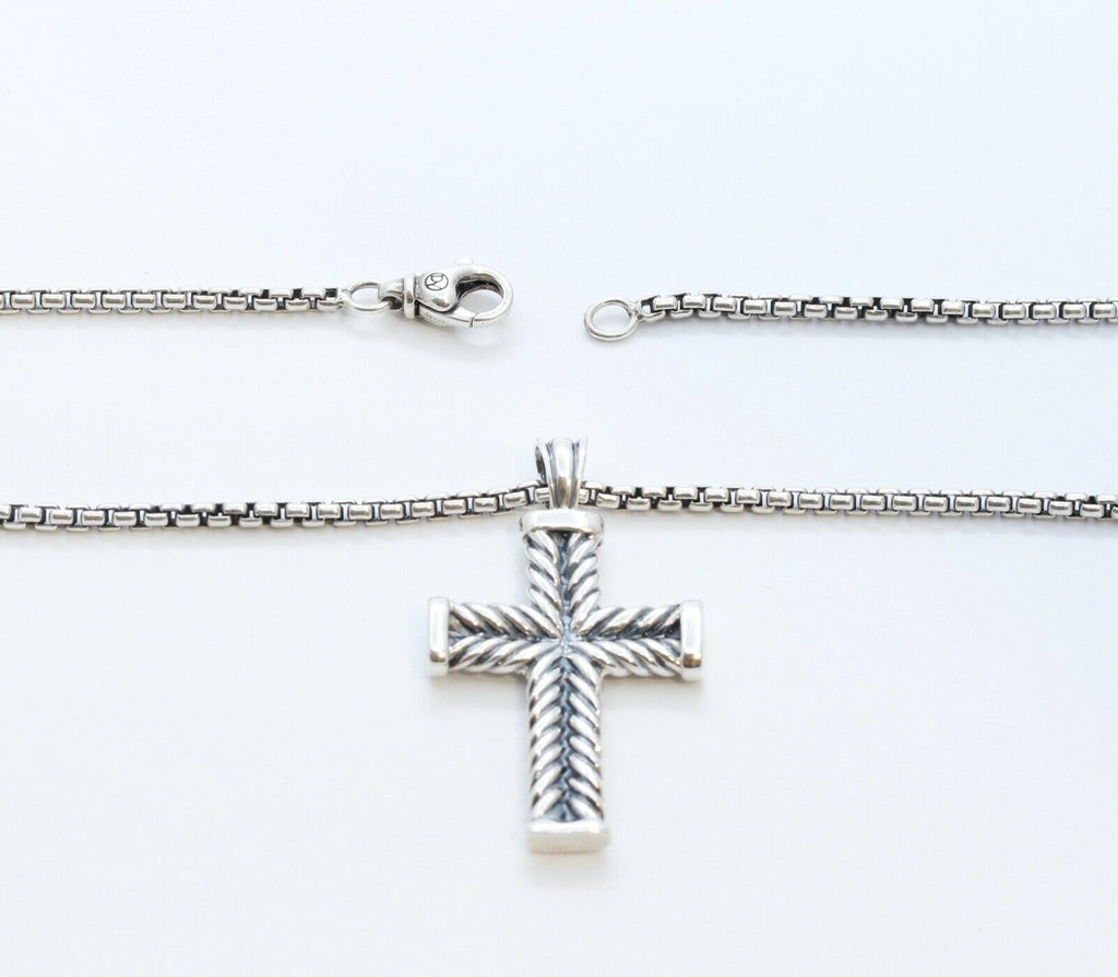 David Yurman 925 Chevron Cross Pendant and Chain