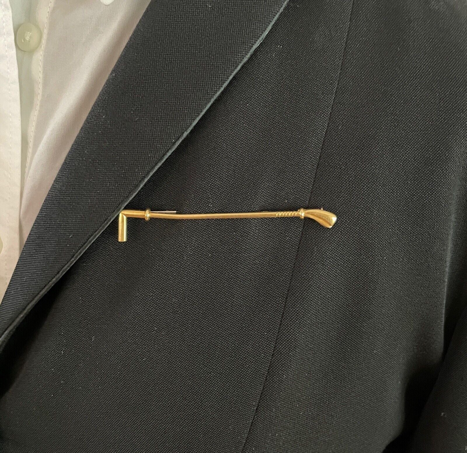 Vintage Horse Riding Crop 18K Yellow Gold Brooch Pin