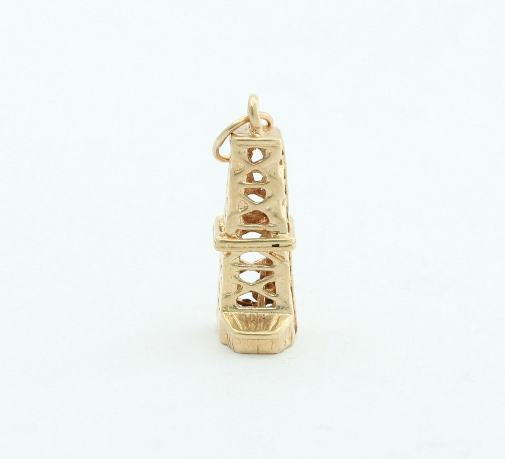 Vintage 14K Yellow Gold Oil Rig Charm