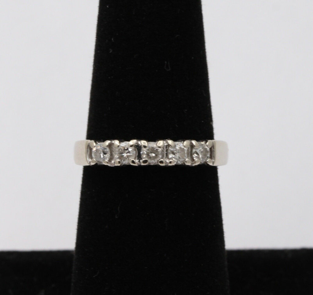 Vintage Diamonds 14k White Gold Wedding Stacking Band