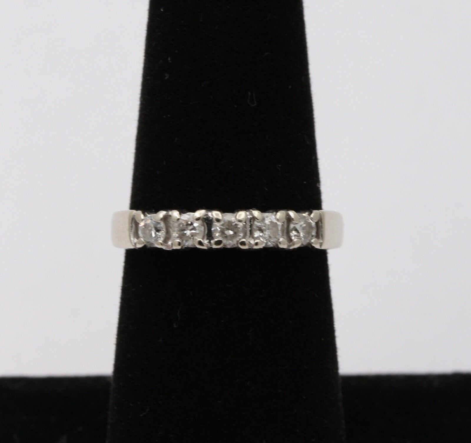 Vintage Diamonds 14k White Gold Wedding Stacking Band