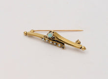 Load image into Gallery viewer, Vintage Opal &amp; Split Pearl 14K Yellow Gold Bar Pin, Estate Brooch
