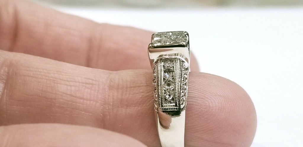 Vintage Ladies Diamonds 14K White Gold Engagement Ring