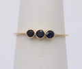 Vintage 14K Yellow Gold Sapphire Three Stone Ring Band