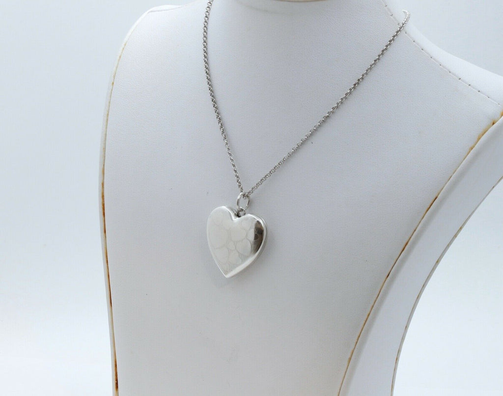 Vintage Heart Locket Pendant and Italian Sterling Silver Chain