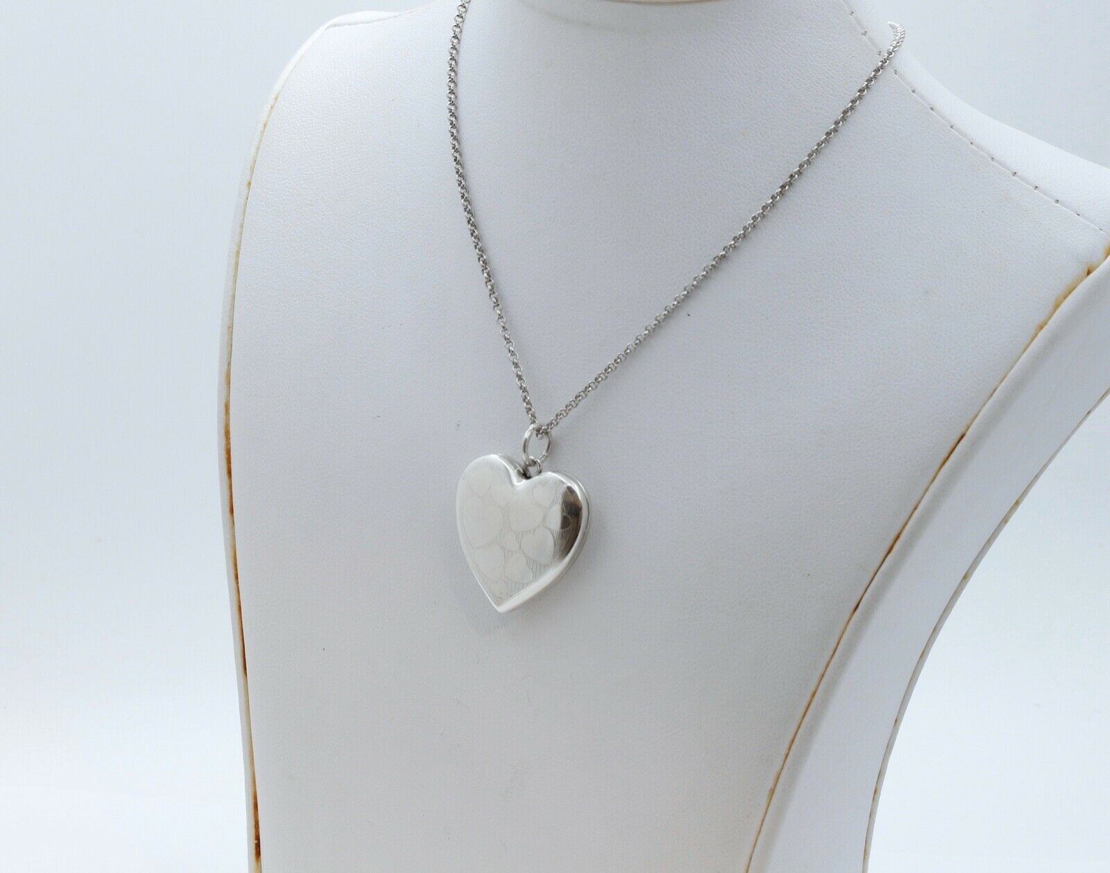 Vintage Heart Locket Pendant and Italian Sterling Silver Chain