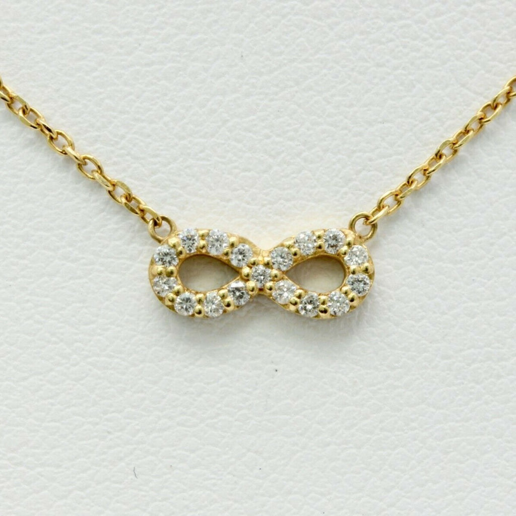 Cute 18K Yellow Gold Diamond Infinity Pendant