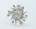 Ladies Vintage Flower Pinwheel 14K White Gold Diamonds Brooch Pin Pendant