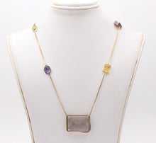 Load image into Gallery viewer, Vintage 14K Yellow Gold Smoky Quartz, Amethyst, Citrine,and Peridot Station Neck
