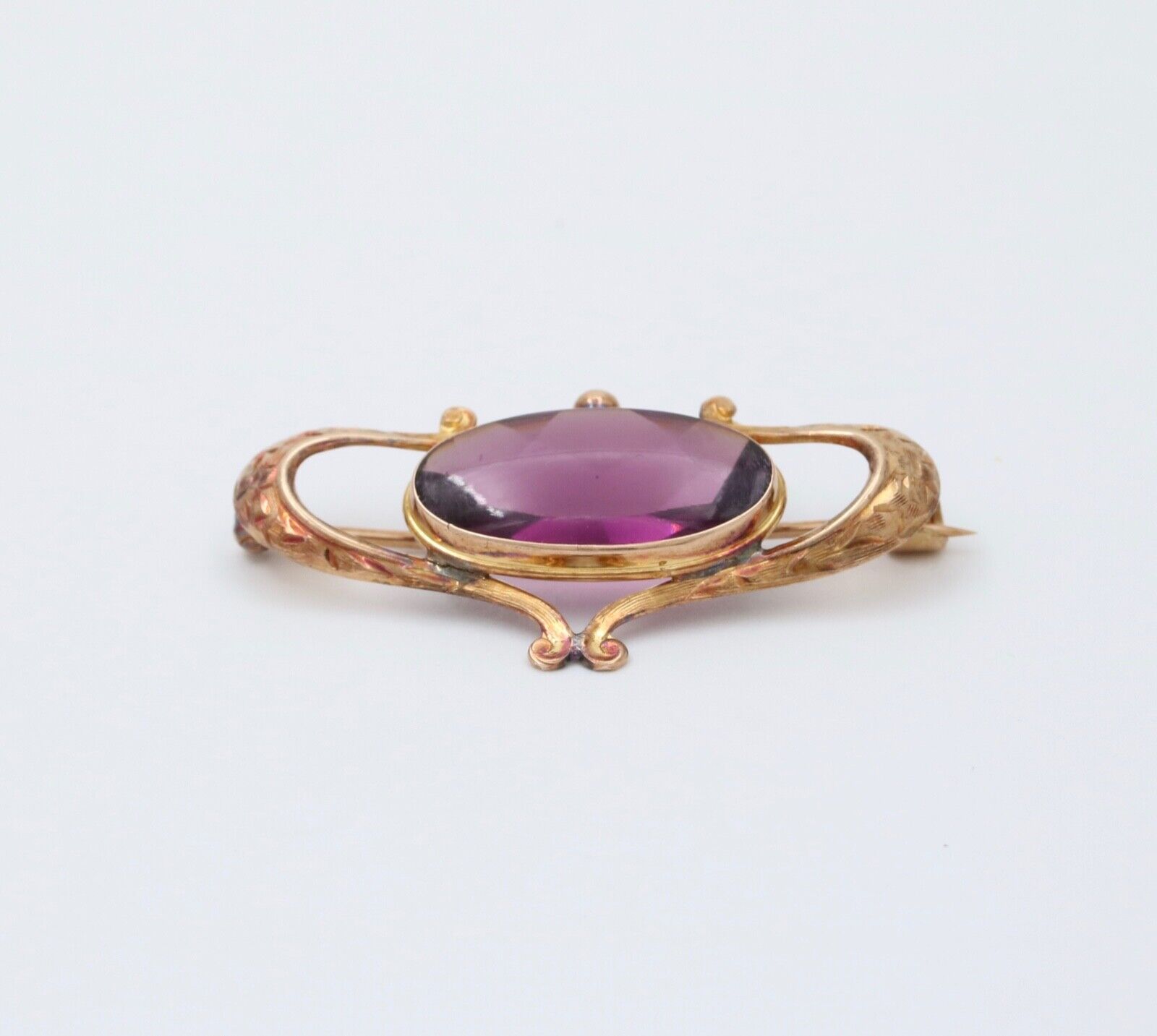 Antique Victorian 10K Gold Rhodolite Garnet Brooch