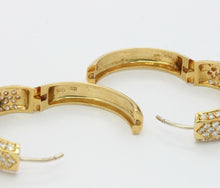 Load image into Gallery viewer, Vintage Ladies Fat 18K Yellow Gold Diamonds Hoop Earrings
