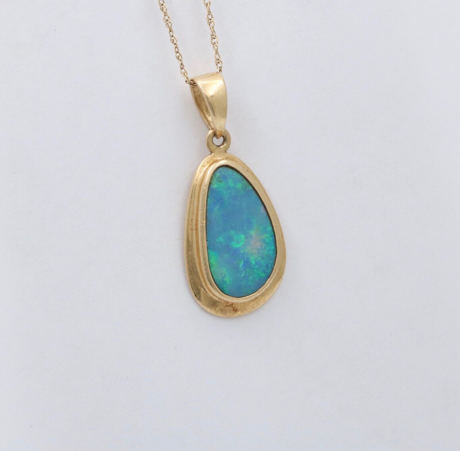 Vintage Boulder Opal 14K Yellow Gold Pendant