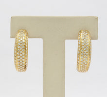 Load image into Gallery viewer, Vintage Ladies Fat 18K Yellow Gold Diamonds Hoop Earrings
