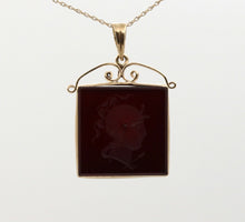 Load image into Gallery viewer, Art Nouveau Intaglio Carved Onyx 14K Yellow Gold Pendant
