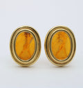 Timeless Art glass 18K Yellow Gold Clip Earrings