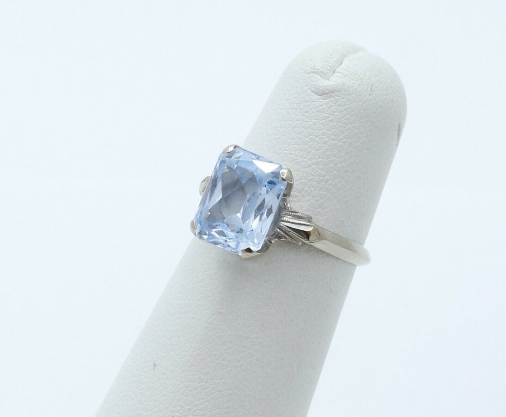 Art Deco Aquamarine 14K Yellow White Gold Cocktail Ring