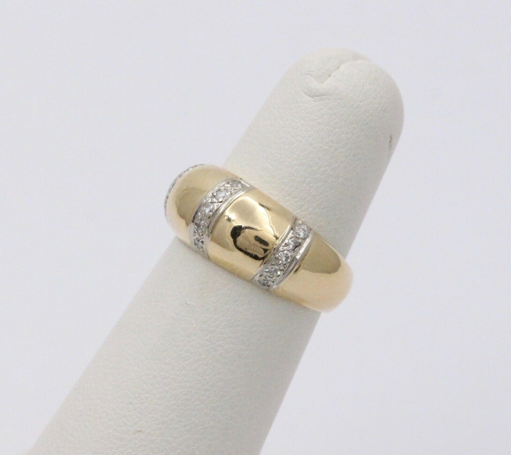 Vintage Diamond Yellow White Gold Dome Ring
