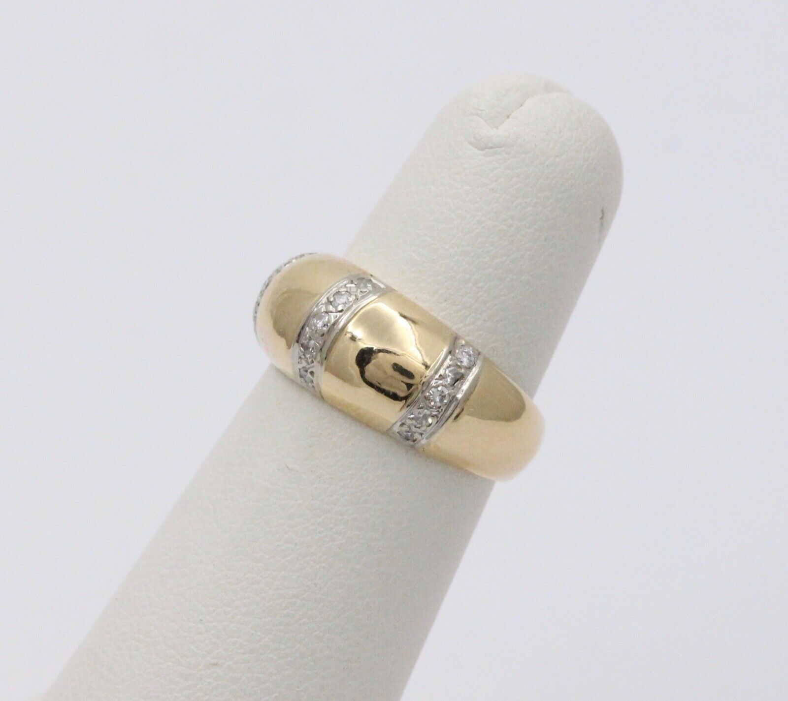 Vintage Diamond Yellow White Gold Dome Ring