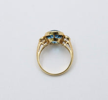 Load image into Gallery viewer, Vintage 14K Yellow Gold London Blue Topaz and Diamond Statement Ring
