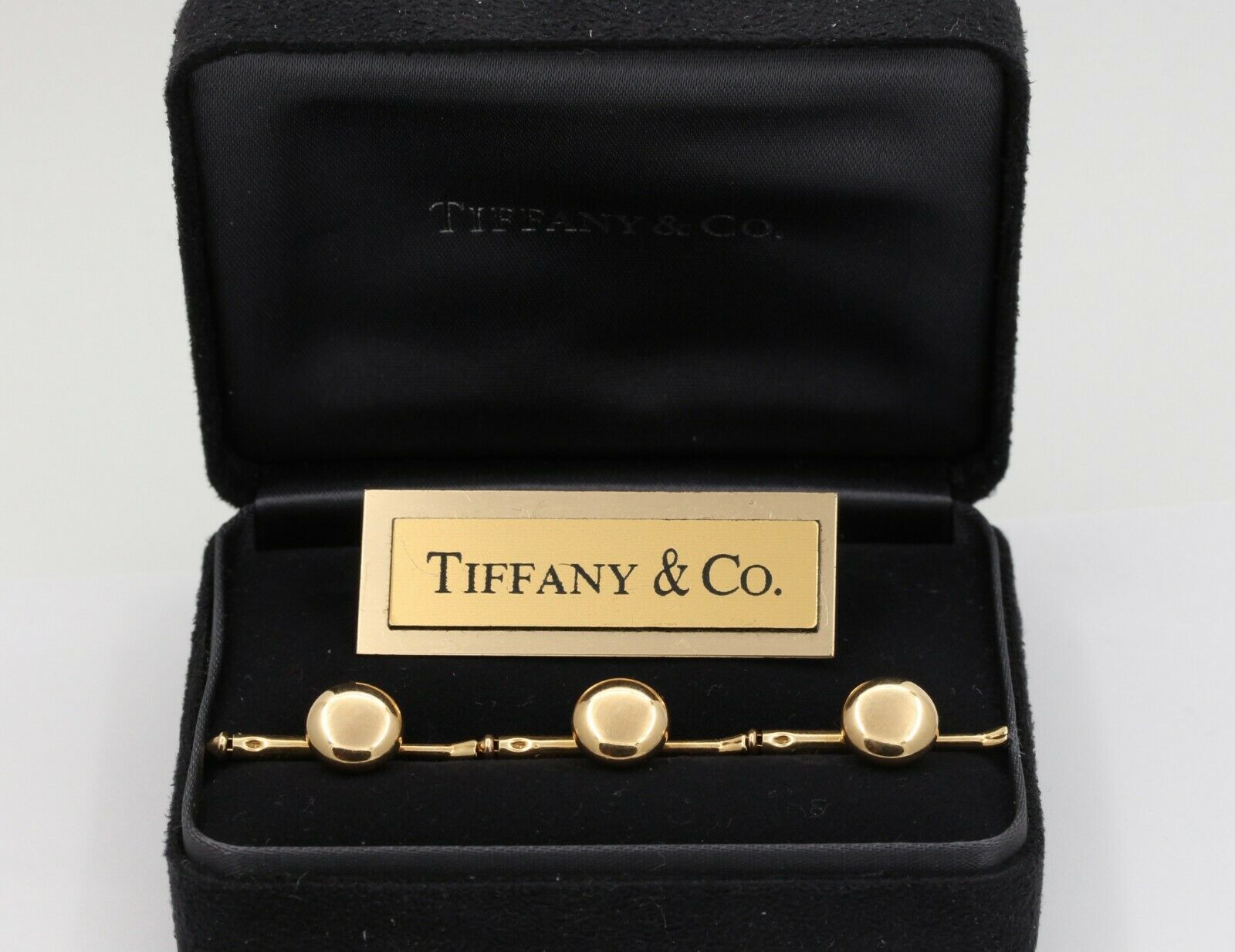Tiffany & Co Vintage 14K Yellow Gold Barbell Cufflinks Set