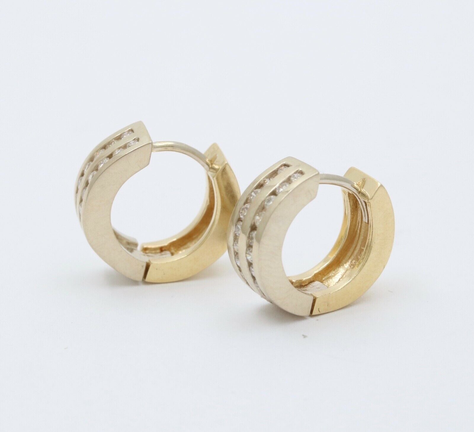 Classic Petite 14K White & Yellow Gold Diamonds Huggies Earrings