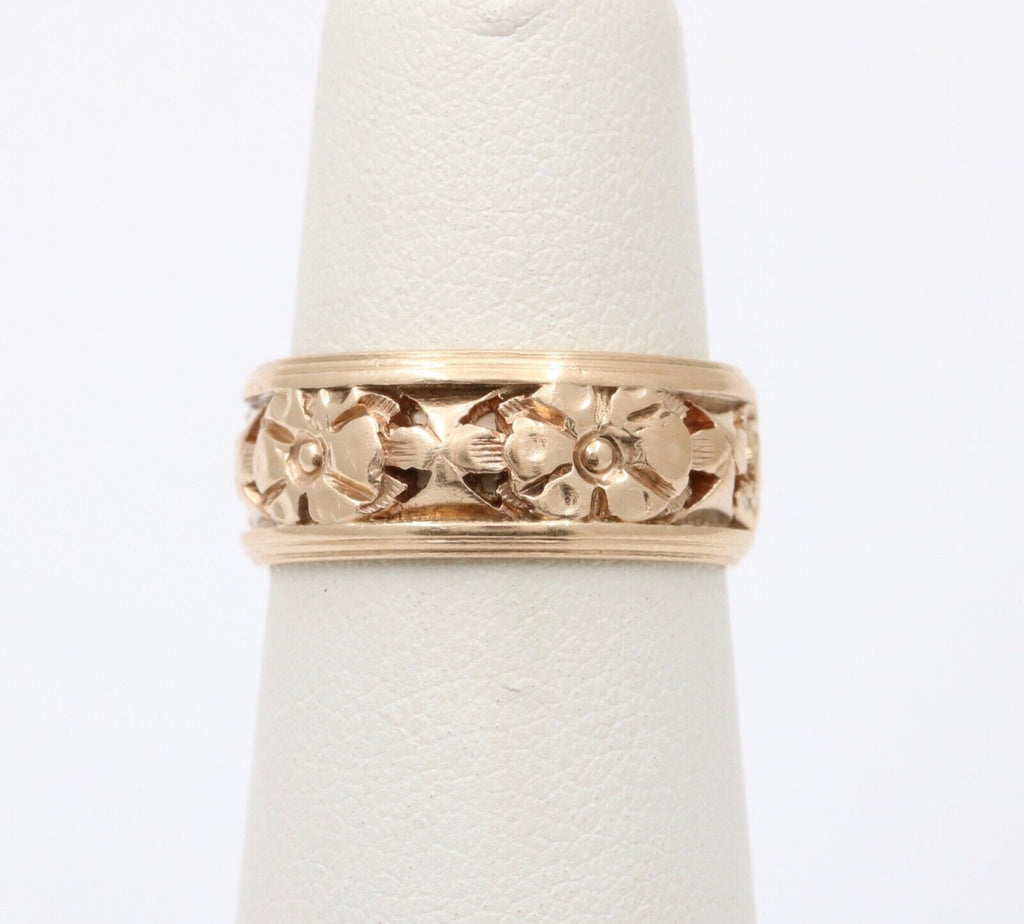 Art Deco Orange Blossom 14K Yellow Gold Wedding Band