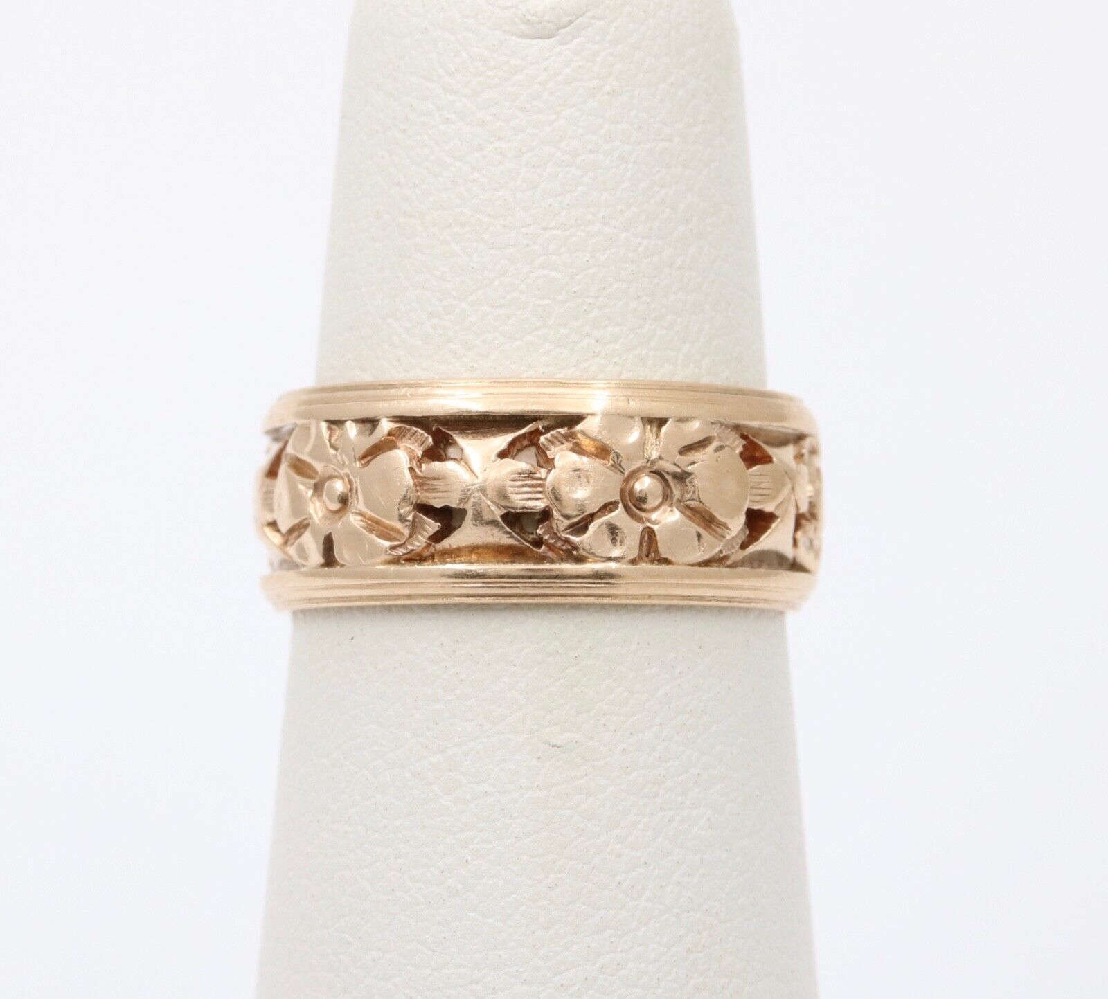 Art Deco Orange Blossom 14K Yellow Gold Wedding Band