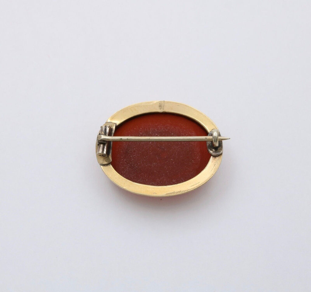 Vintage 10K Gold Filled Carnelian Pietra Dura Micro Mosaic Brooch, Pin