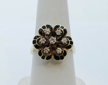 Load image into Gallery viewer, Victorian Diamonds 14K Yellow Gold Black Enamel Ring
