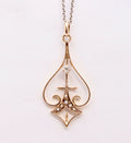 Victorian 10 Yellow Gold Diamond Seed Pearls Pendant